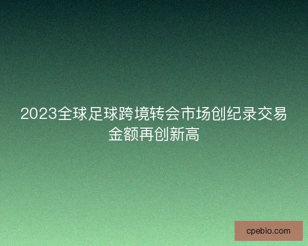 2023全球足球跨境转会市场创纪录交易金额再创新高